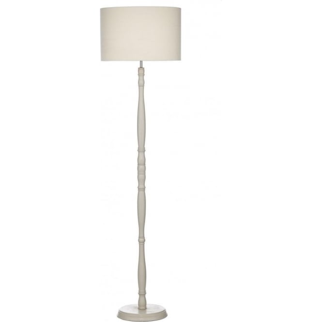 Dar Lighting Dar Dunlop Single Light Floor Lamp In Putty Finish Base With Cream Linen Shade