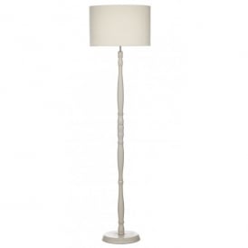 Dar Dunlop Single Light Floor Lamp In Putty Finish Base With Cream Linen Shade