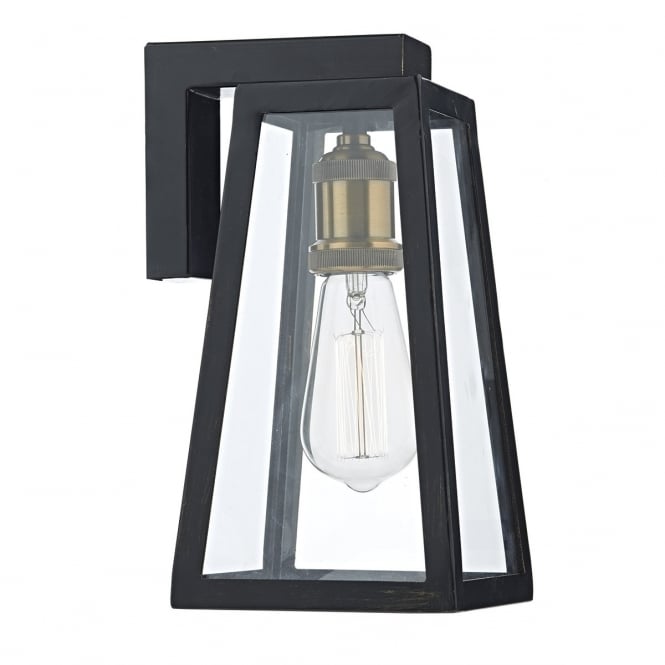Dar Lighting Dar Duval Single Light Outdoor Wall Fitting In Matt Black Finish With Copper Lampholder