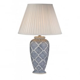 Dar Ely Single Light Blue and White Ceramic Table Lamp Base Only