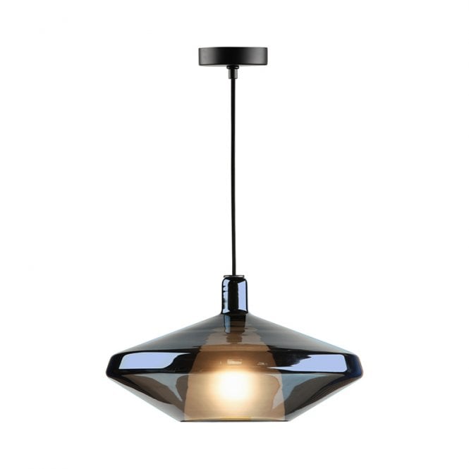 Dar Lighting Dar Esmeralda Large Ceiling Pendant Light With Blue And Opal Glass