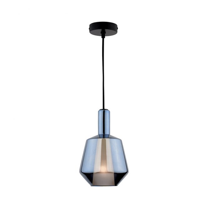 Dar Lighting Dar Esmeralda Small Ceiling Pendant Light With Blue And Opal Glass