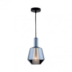 Dar Esmeralda Small Ceiling Pendant Light With Blue And Opal Glass