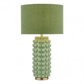 Dar Etzel Table Lamp With Shade In Green & Brass Finish