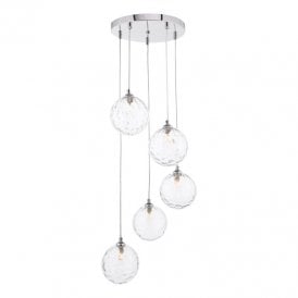 Dar Federico 5 Light Cluster Pendant In Polished Chrome Finish With Clear Glass
