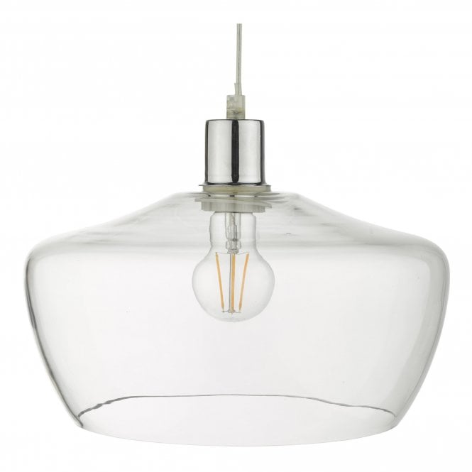 Dar Lighting Dar Fidella Single Light Easy Fit Ceiling Pendant in Clear Glass