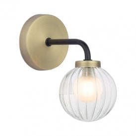 Dar Gibbs Single Light Wall Fitting In Antique Brass Finish With Clear Glass
