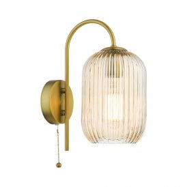 Dar Idra  Single Light Glass Wall Fitting In Aged Bronze Finish & Champagne Glass