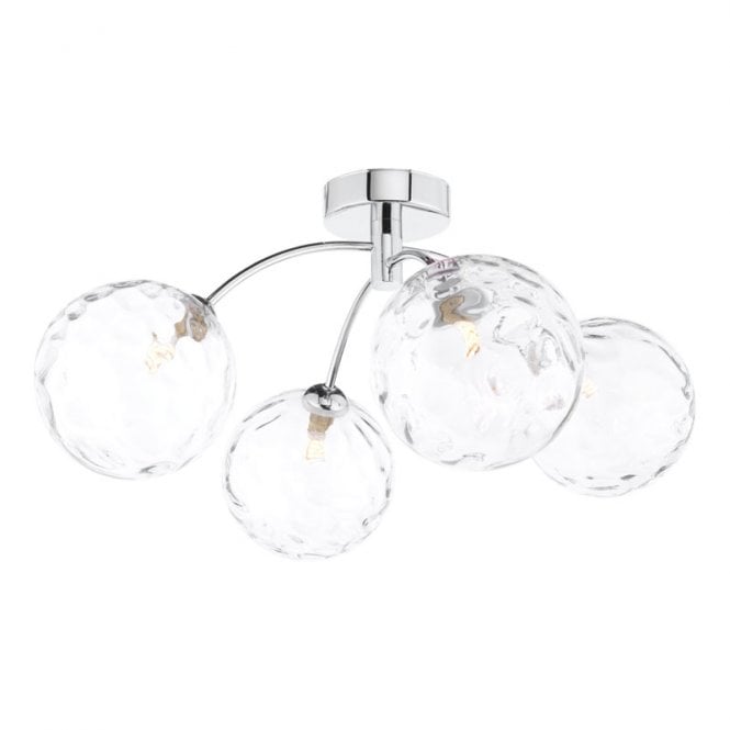 Dar Lighting Dar Izzy 4 Light Semi Flush Ceiling Fitting In Polished Chrome Finish With Clear Glass