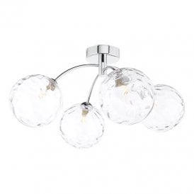 Dar Izzy 4 Light Semi Flush Ceiling Fitting In Polished Chrome Finish With Clear Glass