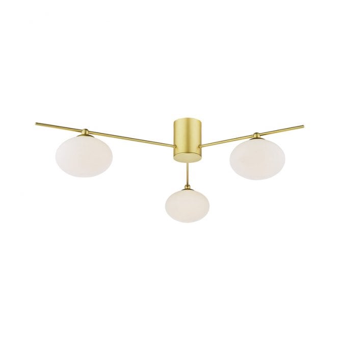 Dar Lighting Dar Jasper 3 Light Flush Ceiling Fitting In Satin Gold Finish