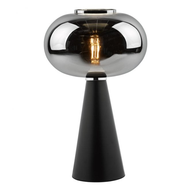 Dar Lighting Dar Jensen Single Light Table Lamp In Black Finish With Smoked Glass