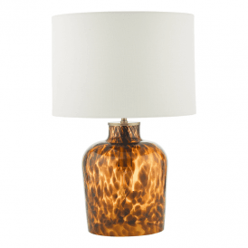 Dar Leandra 2 Light Amber Glass Table Lamp With White Shade