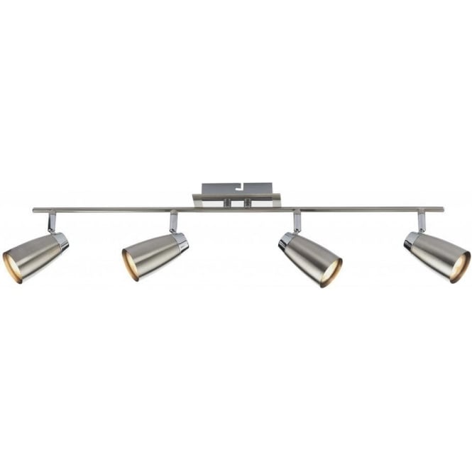 Dar Lighting Dar Loft 4 Light Low Energy Ceiling Spotlight Bar in Polished and Satin Chrome