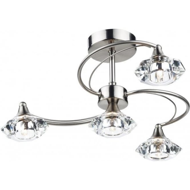 Dar Lighting Dar Luther 4 Light Semi-Flush Ceiling Fitting in a Satin Chrome Finish