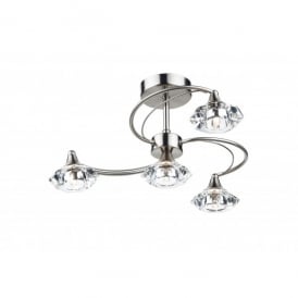 Dar Luther 4 Light Semi-Flush Ceiling Fitting in a Satin Chrome Finish
