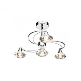 Dar Luther 4 Light Semi Flush Ceiling Fitting in Polished Chrome Finish