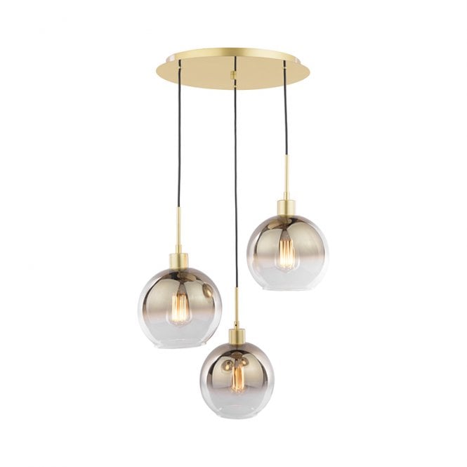 Dar Lighting Dar Lycia 3 Light Cluster Ceiling Pendant In Polished Gold Finish