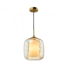 Dar Majella Ceiling Pendant Light In Aged Brass Finish With Champagne Glass