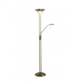 Dar Montana 2 Light Floor Lamp In Antique Brass Finish