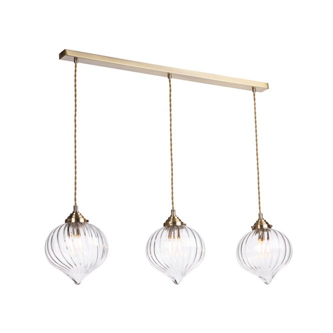 Dar Lighting Dar Mya 3 Light Bar Ceiling Pendant Light In Antique Brass Finish