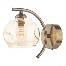 Dar Nakita Single Light Wall Fitting In Antique Brass Finish With Champagne Glass