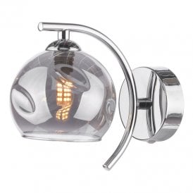 Dar Nakita Single Light Wall Fitting In Polished Chrome Finish With Smoked Glass