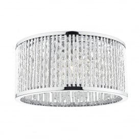 Dar Nantes 3 Light Flush Ceiling Fitting In Polished Chrome And Aluminium Finish