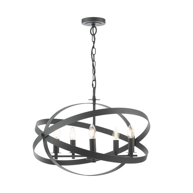 Dar Lighting Dar Nitya 5 Light Chandelier In Matt Black Finish