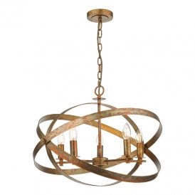 Dar Nitya 5 Light Pendant Light In Mottled Copper Finish