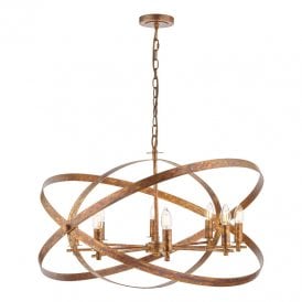 Dar Nitya 8 Light Pendant Light In Mottled Copper Finish