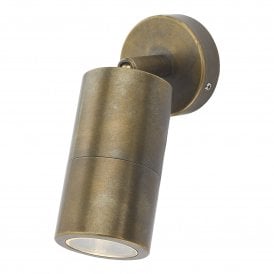 Dar Ortega Single Light Outdoor Solid Brass Adjustable Wall Fitting in Aged Brass Finish