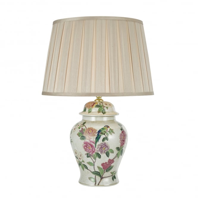 Dar Lighting Dar Peony Single Light Ceramic Table Lamp Base Only In Pale Green And Pink Finish