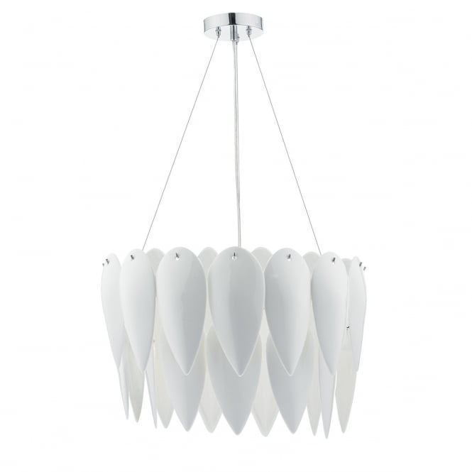Dar Lighting Dar Phillipa 3 Light Ceiling Pendant In White Ceramic Finish