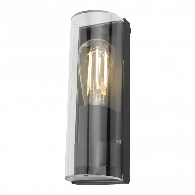 Dar Lighting Dar Quenby Single Light Outdoor Wall Fitting in Anthracite Finish and Clear Polycarbonate Diffuser