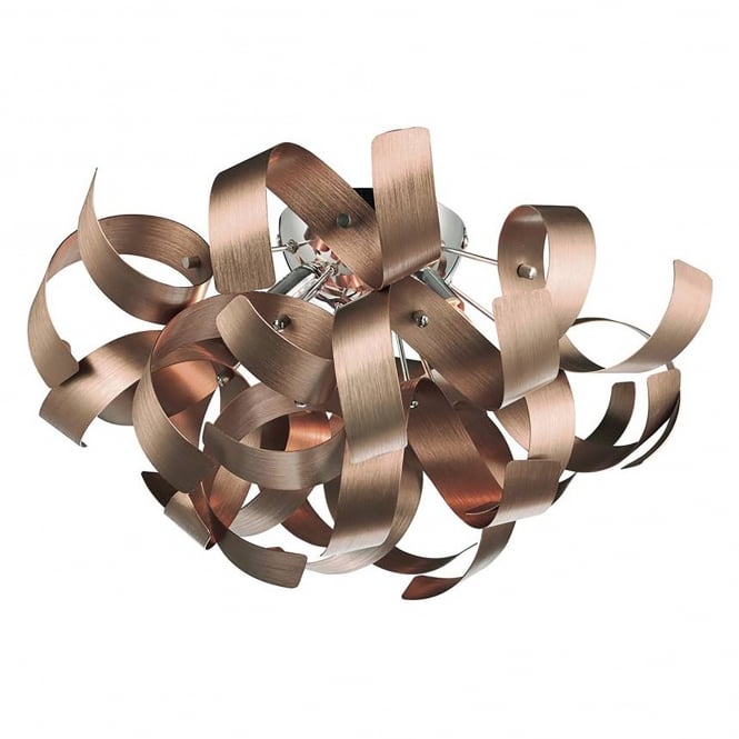 Dar Lighting Dar Rawley 4 Light Flush Ceiling Fitting in a Brushed Satin Copper Finish