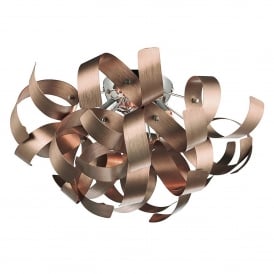 Dar Rawley 4 Light Flush Ceiling Fitting in a Brushed Satin Copper Finish