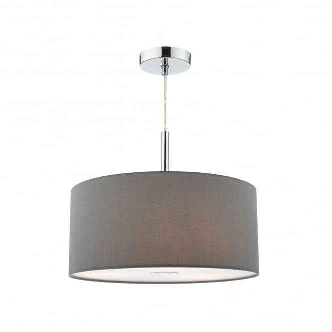 Dar Lighting Dar Ronda 3 Light 40cm Ceiling Pendant In Slate Grey And Polished Chrome Finish