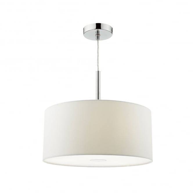 Dar Lighting Dar Ronda 3 Light 40cm Ceiling Pendant In White And Polished Chrome Finish