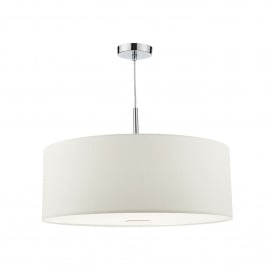 Dar Ronda 3 Light 60cm Ceiling Pendant In White And Polished Chrome Finish