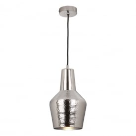 Dar Runa Single Light Ceiling Pendant in Nickel Finish