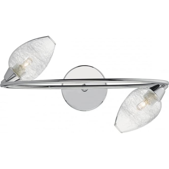 Dar Lighting Dar Saki 2 Light Wall Lamp in Polished Chrome Finish with Glass Shades