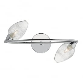 Dar Saki 2 Light Wall Lamp in Polished Chrome Finish with Glass Shades