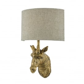 Dar Sophie Single Light Wall Fitting in Gold Effect Finish Complete with Natural Linen Shade