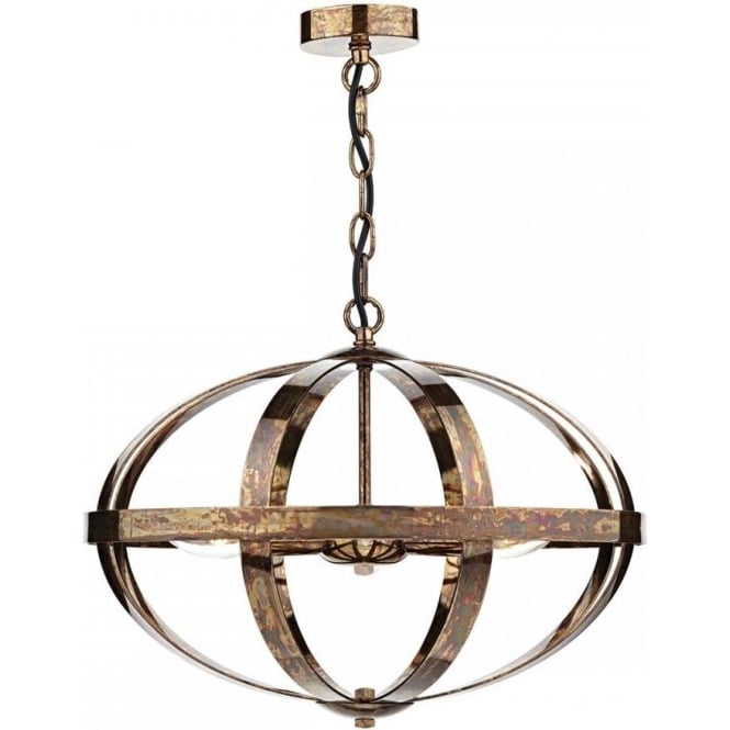 Dar Lighting Dar Symbol 3 Light Ceiling Pendant In Aged Effect Dappled Copper Finish