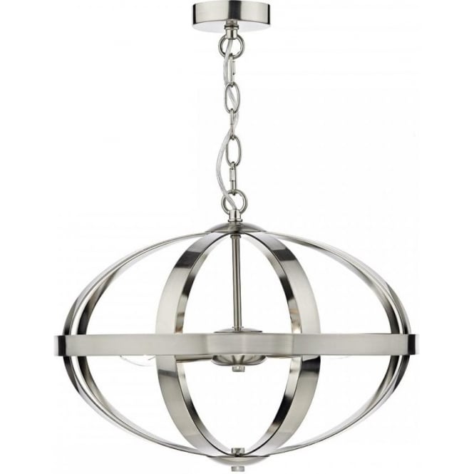 Dar Lighting Dar Symbol 3 Light Ceiling Pendant In Satin Chrome Finish