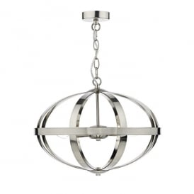 Dar Symbol 3 Light Ceiling Pendant In Satin Chrome Finish