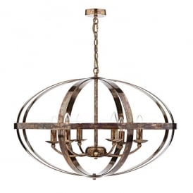 Dar Symbol 6 Light Ceiling Pendant In Dappled Copper Finish