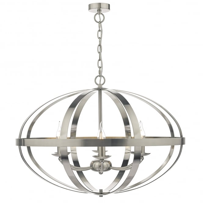 Dar Lighting Dar Symbol 6 Light Ceiling Pendant In Satin Chrome Finish
