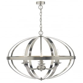 Dar Symbol 6 Light Ceiling Pendant In Satin Chrome Finish